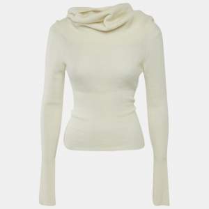 Jacquemus Cream Cashmere Knit Back Open Sweater M