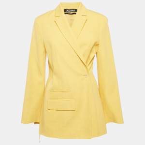 Jacquemus Yellow Linen Blend Double Breasted Blazer S