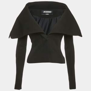 Jacquemus Black Jersey  Draped Collar The Cuadrada La Casa Jacket S