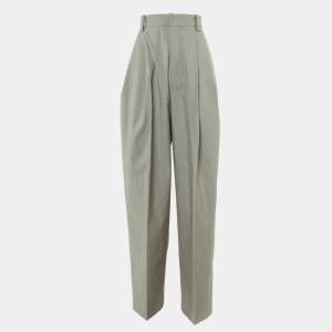 Jacquemus Grey Cotton Blend Pleated High Waist La Casa Trousers L