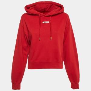 Jacquemus Red Cotton Gross Grain Hooded Sweatshirt S 