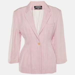 Pre Owned Jacquemus Pink Silk Blend Button Front Blazer S