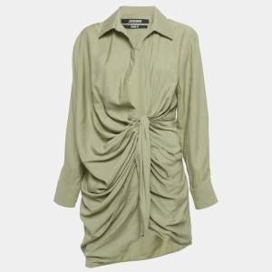 Pre Owned Jacquemus  L'Annee 97 Green Crepe Knotted Bahia Shirt Dress M