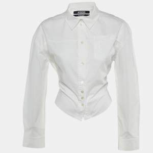 Pre Owned Jacquemus White Cotton Le Splash Crop Top S 