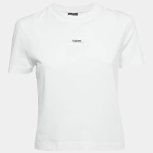 Pre Owned Jacquemus White Logo Cotton Crewneck T-Shirt L