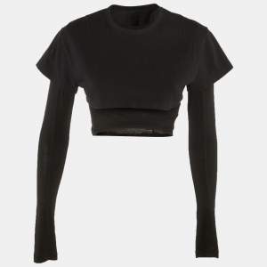 Pre Owned Jacquemus Black Cotton & Lyocell Le Double Crewneck T-shirt M