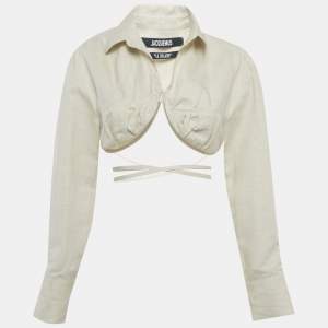 Pre Owned Jacquemus Beige Cotton Blend Crop Top S