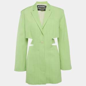 Pre Owned فساتين لاباس سبلاش بري بتفاصيل مقطوعة فلوريسنت أخضر مزيج حرير جاكيموس مقاس متوسط - ميديوم