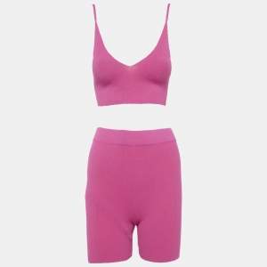 مملوكة مسبقًا Jacquemus Pink Rib Knit Bralette and Shorts Set S/L