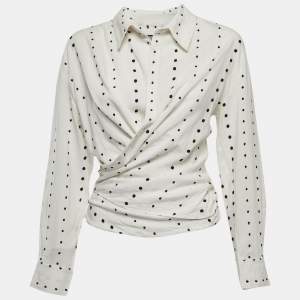 Jacquemus Le Souk White Dotted Cotton Twisted Shirt Blouse S