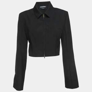 Jacquemus Black Linen Zip Front Biker Jacket S
