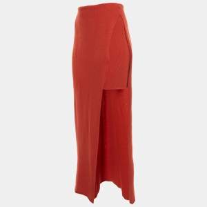 Jacquemus La Jupe Peron Brick Red Wool Blend High-Slit Maxi Skirt M
