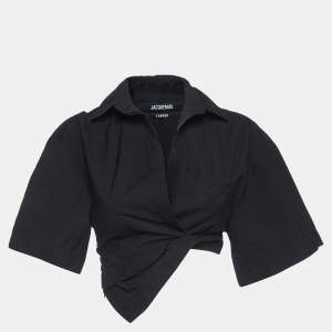 Jacquemus Black Cotton Asymmetric Crop Shirt S