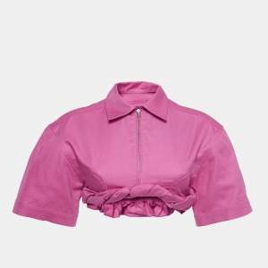 Jacquemus La Chemise Pink Silpa Cotton Blend Crop Shirt S