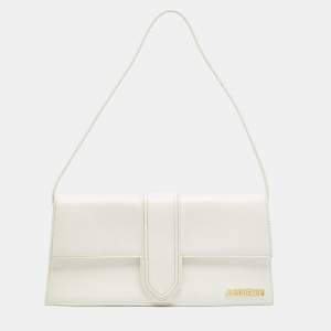 Jacquemus White Leather Le Bambino Long Shoulder Bag