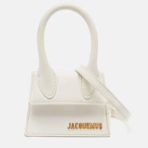 Jacquemus White Leather Mini Le Chiquito Top Handle Bag