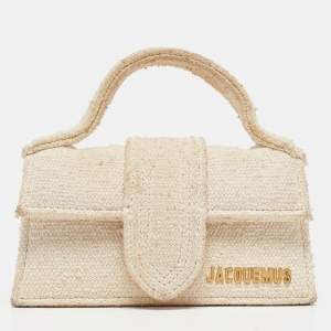 Jacquemus White Canvas Mini Le Bambino Top Handle Bag
