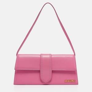 Jacquemus Dark Pink Leather Le Bambino Long Shoulder Bag