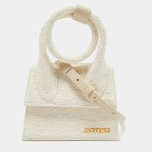 Jacquemus Off White Canvas Le Chiquito Noeud Top Handle Bag