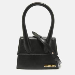 Jacquemus Black Leather Le Chiquito Moyen Top Handle Bag