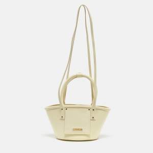 Jacquemus Yellow Woven Embossed Leather Le Petit Panier Basket Tote