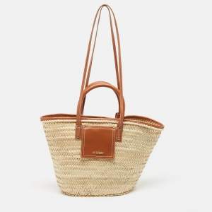 Jacquemus Brown/Natural Raffia Le Panier Soleil Basket Tote