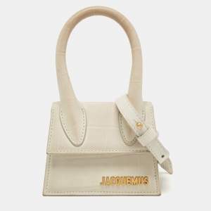 Jacquemus Light Grey Nubuck Leather Mini Le Chiquito Top Handle Bag
