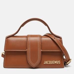 Jacquemus Brown Leather Mini Le Bambino Top Handle Bag