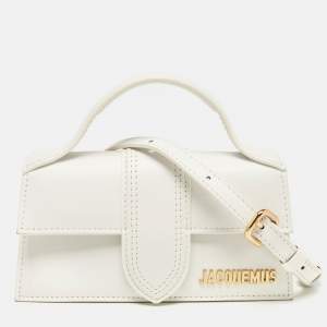 Jacquemus White Leather Mini Le Bambino Top Handle Bag