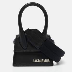 Jacquemus Black Leather Mini Le Chiquito Top Handle Bag