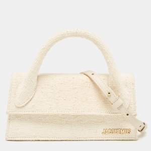 Jacquemus Off White Canvas Long Le Chiquito Top Handle Bag