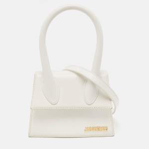 Jacquemus White Leather Le Chiquito Moyen Top Handle Bag