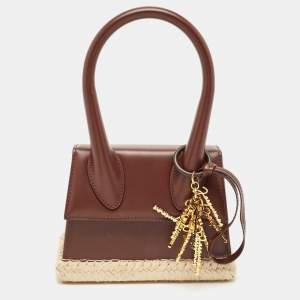 Jacquemus Dark Brown Leather Le Chiquito Moyen Cordao Top Handle Bag