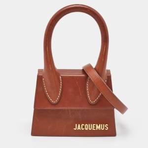 Jacquemus Brown Leather Mini Le Chiquito Top Handle Bag