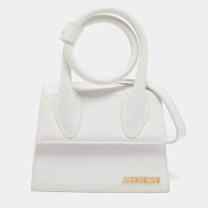 Jacquemus White Leather Le Chiquito Noeud Top Handle Bag