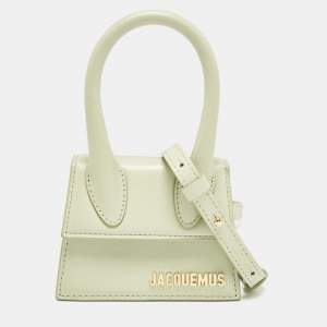 Jacquemus Light Green Leather Mini Le Chiquito Top Handle Bag