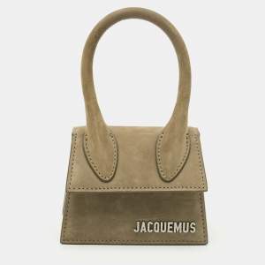 Jacquemus Olive Green Nubuck Leather Mini Le Chiquito Top Handle Bag