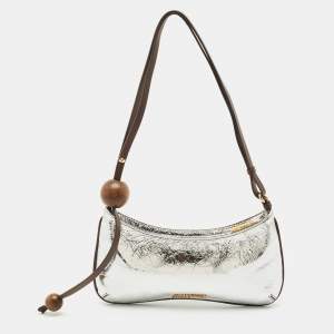 Jacquemus Silver Laminated Leather Le Bisou Perle Shoulder Bag