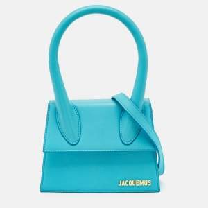 Jacquemus Blue Leather Medium Le Chiquito Top Handle Bag