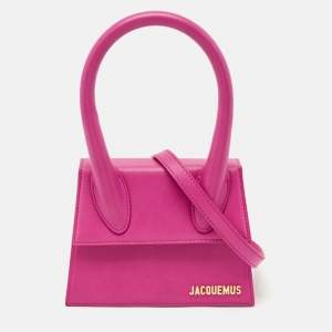 Jacquemus Pink Leather Medium Le Chiquito Top Handle Bag