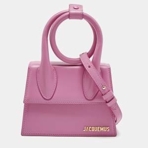Jacquemus Fuchsia Leather Le Chiquito Noeud Top Handle Bag
