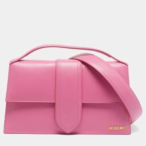 Pre Owned Jacquemus Pink Leather Le Bambinou Top Handle Bag