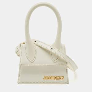 Pre Owned Jacquemus White Leather Mini Le Chiquito Top Handle Bag