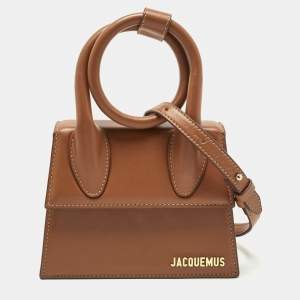 Pre Owned Jacquemus Brown Leather Le Chiquito Noeud Top Handle Bag