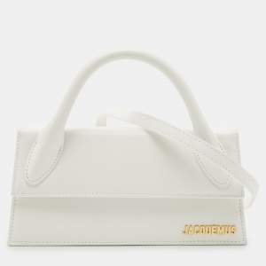 Pre Owned Jacquemus White Leather Long Le Chiquito Top Handle Bag