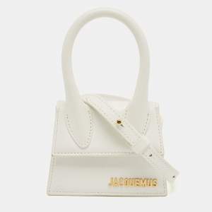 Pre Owned Jacquemus White Leather Mini Le Chiquito Top Handle Bag