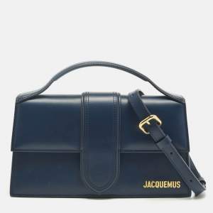 Pre Owned Jacquemus Navy Blue Leather Le Grand Bambino Top Handle Bag