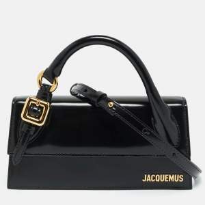 Pre Owned Jacquemus Black Glossy Leather Le Chiquito Long Top Handle Bag