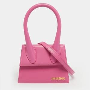 Pre Owned Jacquemus Pink Leather Le Chiquito Moyen Top Handle Bag