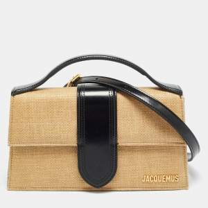 مملوكة مسبقًا Jacquemus Le Grand Bambino Brown/Black Raffia Top Handle Bag